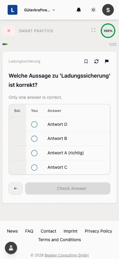 Übungsfrage in der Lern-App